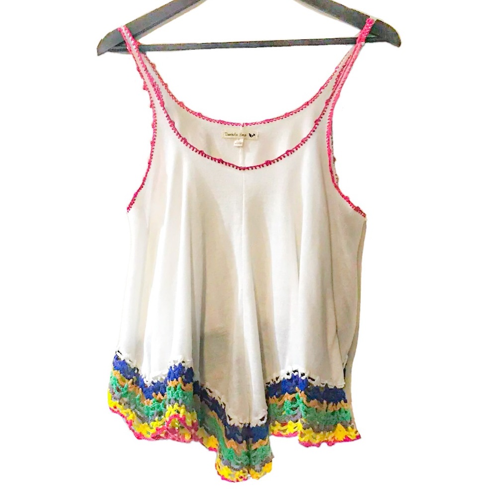 Double Zero White Colorful Crochet Top